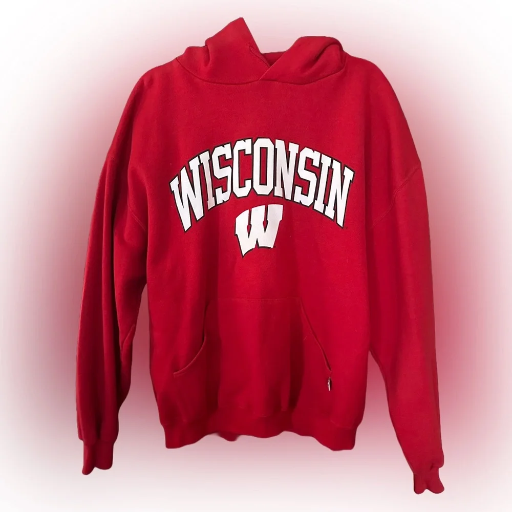 Vintage Wisconsin Badgers Russell Athletic Sweatshirt Hoodie Size XL - Picture 1 of 4